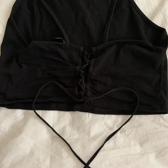 H&M Black Crop Top With Tie Up Back - Picture 3 of 3